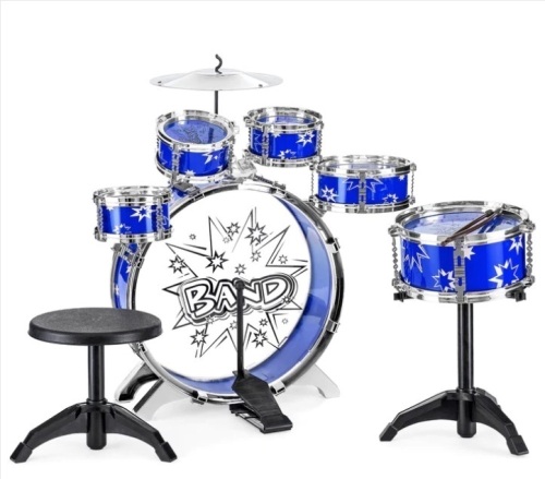 11-Piece Kids Beginner Drum Percussion Musical Instrument Toy Set - Lot 227
