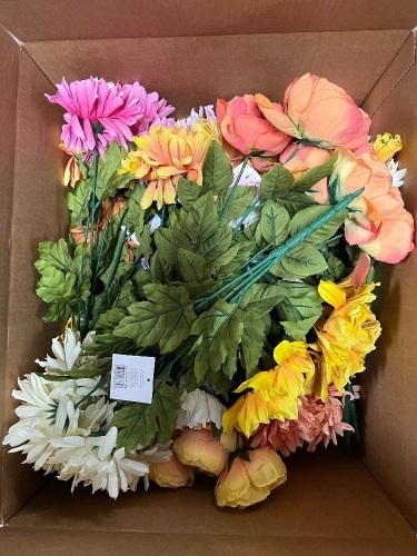 Large Box of Misc Artificial Flowers - Lot 72