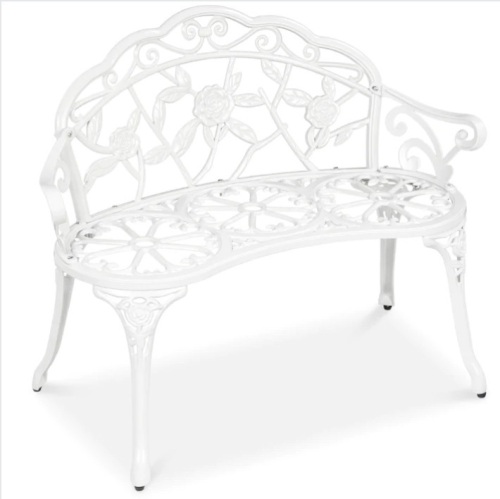 Steel Garden Bench w/ Floral Rose Accent - 39in - Lot 463