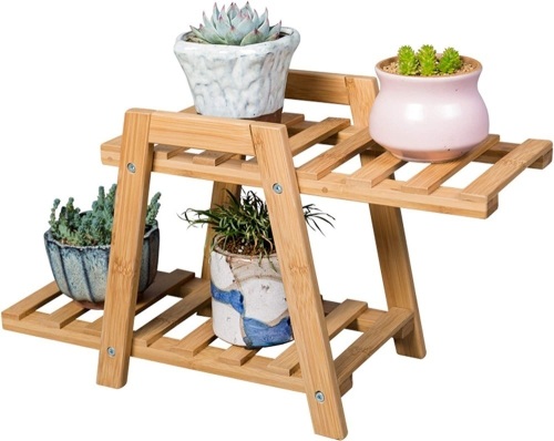 Small Bamboo 2 Tier Plant Stand - Lot 352