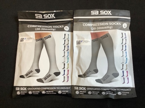 Lot of (2) Pkgs Compression Socks, L & XL - Lot 446
