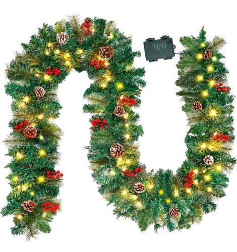 9FT Prelit Christmas Garland - Lot 437