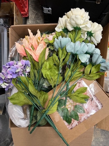Large Box of Misc Artificial Flowers - Lot 88
