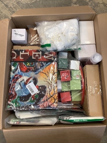 Large Box of Misc Christmas Party Supplies & Decor - Lot 98
