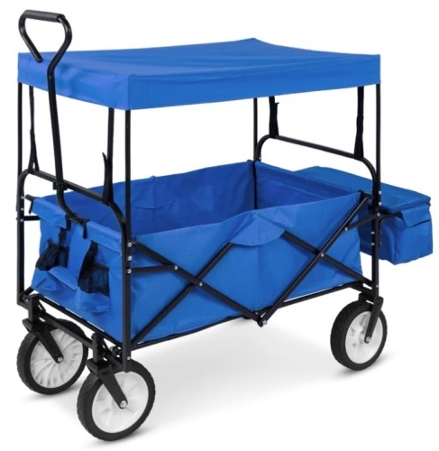 Utility Wagon Cart w/ Folding Design, 2 Cup Holders, Removable Canopy - Lot 101