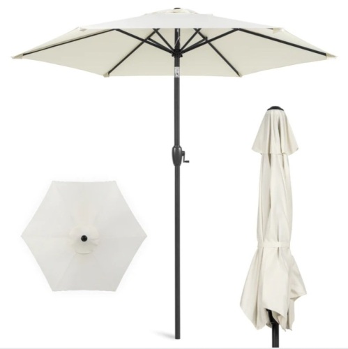 Outdoor Patio Umbrella w/ Push Button Tilt, Crank Lift - 7.5ft - Lot 163