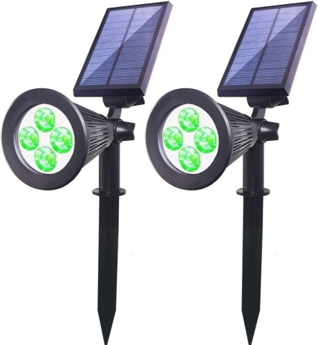 Set of (2) Solar LED Spotlights, Green - Lot 166