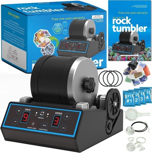 Advanced Rock Tumbler Kit, Includes Rough Gemstones and 4 Polish Grits - Lot 185