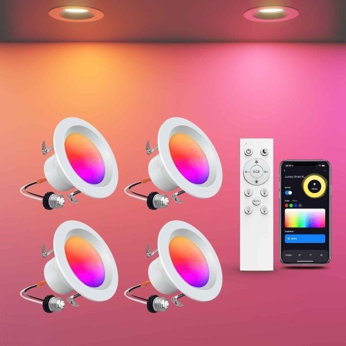 Set of (4) Lumary WiFi Smart Recessed Lighting Fixtures, 4" w/ Remote - Lot 198