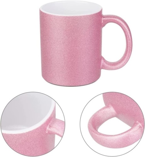 Set of (8) Sublimation Mugs, 11oz, Pink Glitter - Lot 199