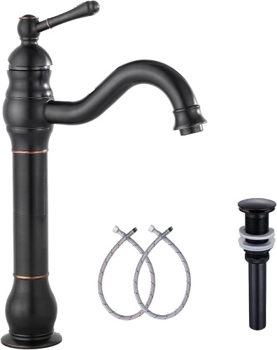 360° Swivel Single Handle One Hole Bathroom Sink Faucet with Matching Pop Up Drain Plug - Lot 230