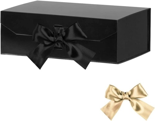 Set of (5) Black Gift Boxes, 10"x7.3"x3.5". Magnetic Lids, Decorative Ribbons - Lot 326
