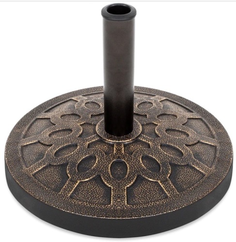 18in Round Patio Umbrella Base Stand w/ Rustic Finish - Lot 377
