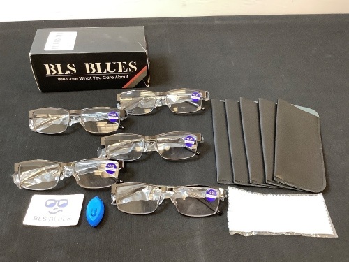 5pk Mens +2.25 Bluelight Reading Glasses - Lot 691