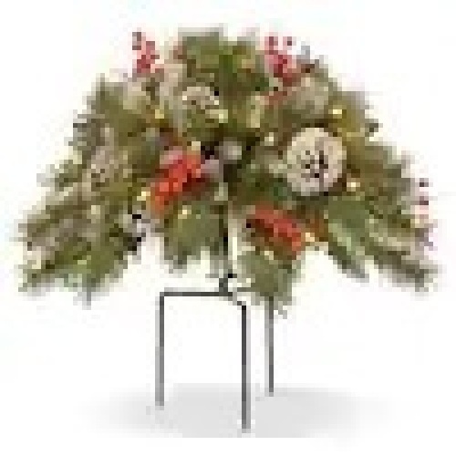 18 in. Frosted Berry Urn Filler with Battery Operated Warm White LED Lights - Lot 9235