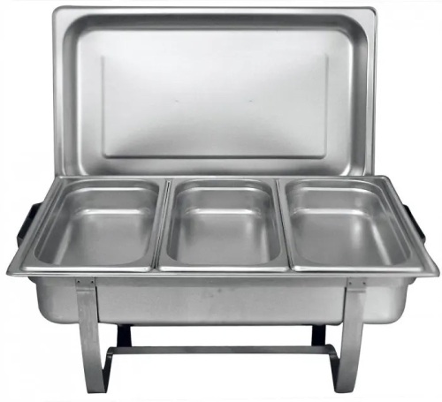 TigerChef Stainless Oblong 8 Quart Chafer with Third Size Inserts - Lot 9249