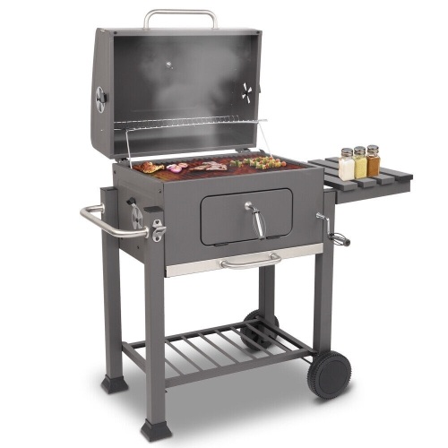 Zokop Square Charcoal Oven BBQ Grill Plastic Wheel Home Party Outdoor Picnic US - Lot 9252