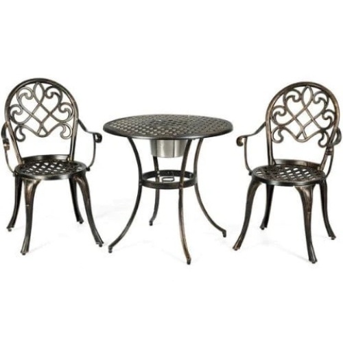 3Pcs Outdoor Set Patio Bistro W/ Attached Removable Ice Bucket Costway - Lot 9258