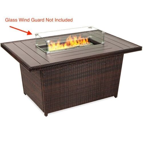 Wicker Propane Fire Pit Table, 50,000 BTU, 52in - No Glass Wind Guard  - Lot 37