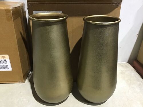 Lot of (2) Cases of (2) 12" Metal Vases Bronze Finish - Lot 126
