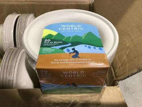Case of (12) World Centric Compostable 11.5 oz Bagasse Bowl, 20 ct - Lot 156