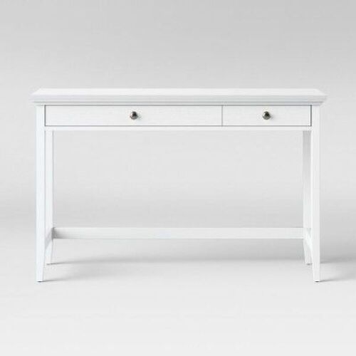 Carson Wood Writing Desk with Drawers White - Threshold - Lot 287