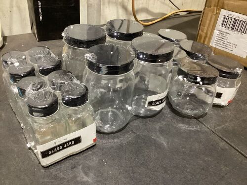 Case of Glass Jars w/ Lids, Multiple Sizes  - Lot 617