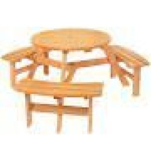 6-Person Circular Wooden Picnic Table w/ Benches  - Lot 729