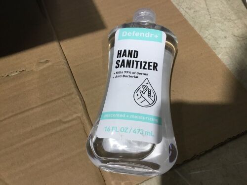 Case of (24) Defendr+ Hand Cleaner Unscented & Moisturizing 16oz Hand Sanitizer  - Lot 295