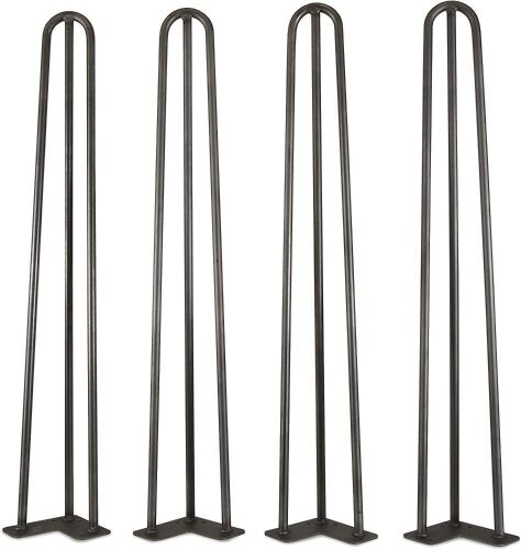 WEN TL28B 28-Inch Mid-Century Modern Satin Black Hairpin Table Legs, 1/2″ Diameter, Set of 4  - Lot 267