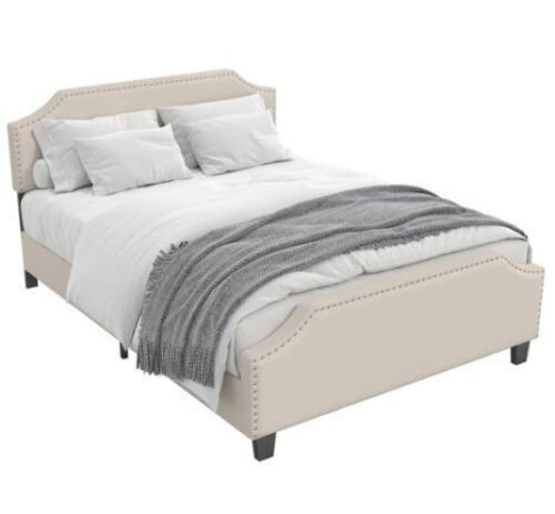 Full Size Upholstered Bed Frame with Headboard Height Adjustable - Lot 94