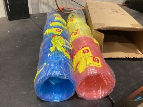 Case of (12) Assorted Color Plastic Party Cups, 12 ct  - Lot 973
