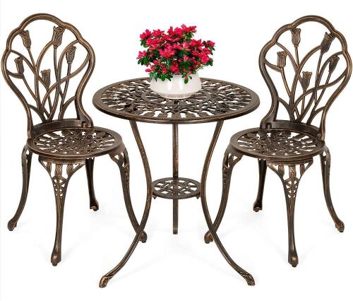 3-Piece Cast Aluminum Patio Bistro Furniture Set  - Lot 398