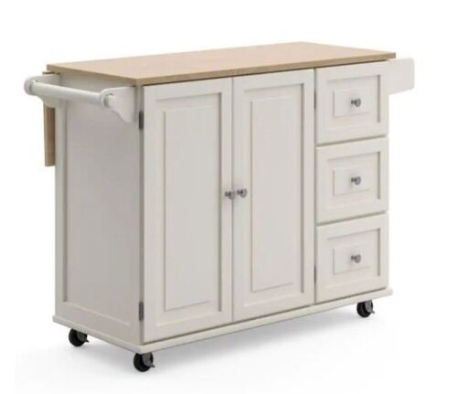 Homestyles Dolly Madison White Kitchen Cart with Natural Wood Top - Lot 406