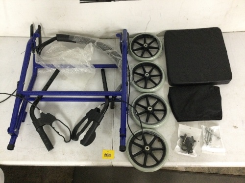 US Folding Heavy Duty 450lb Rolling Rollator Walker w/ 4-Wheels Wide Seat - Lot 9606