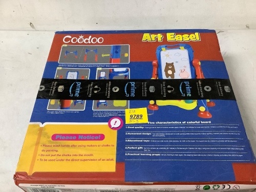 Coodoo Kids Easel Toddler Toys Dry Erase Board And Chalkboard Double Sides Height Adjustable Drawing Board With Extra Accessories - Lot 9789