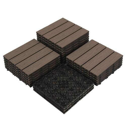 PANDAHOME 22 PCS Wood Plastic Composite Patio Deck Tiles - Lot 9702
