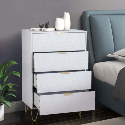 Eclife 23.6" Wooden 4 Drawer Dresser Chest Storage Accent Cabinet Organizer Unit - Lot 9779