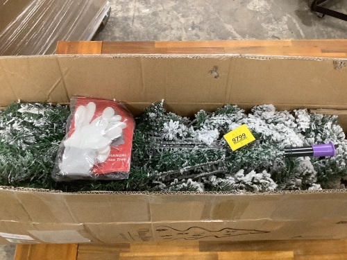 6.5ft Pre-Lit Snow Flocked Christmas Tree - Lot 9799