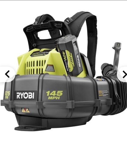 RYOBI 40V 625CFM Backpack Blower - Missing Batteries & Long Blower Tube  - Lot 70