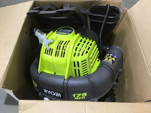 RYOBI 175 MPH 760 CFM 38cc Gas Backpack Leaf Blower - Has Compression, Not Tested Further  - Lot 161