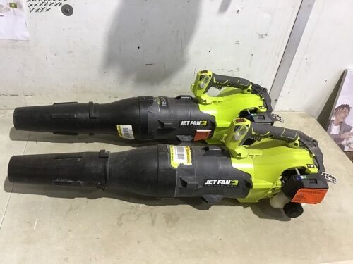 Lot of (2) RYOBI 160 MPH 520 CFM 25cc Gas Jet Fan Blower - Has Compression, Not Tested Further - Lot 177
