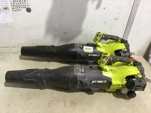 Lot of (2) RYOBI 160 MPH 520 CFM 25cc Gas Jet Fan Blower - Has Compression, Not Tested Further - Lot 197