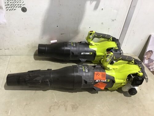 Lot of (2) RYOBI 160 MPH 520 CFM 25cc Gas Jet Fan Blower - Missing Pieces, Has Compression, Not Tested Further - Lot 207