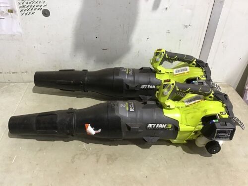 Lot of (2) RYOBI 160 MPH 520 CFM 25cc Gas Jet Fan Blower - No Compression, For Parts or Repair  - Lot 396