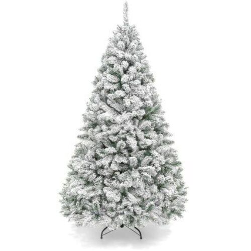 6' Premium Snow Flocked Artificial Pine Christmas Tree w/ Foldable Metal Base  - Lot 596