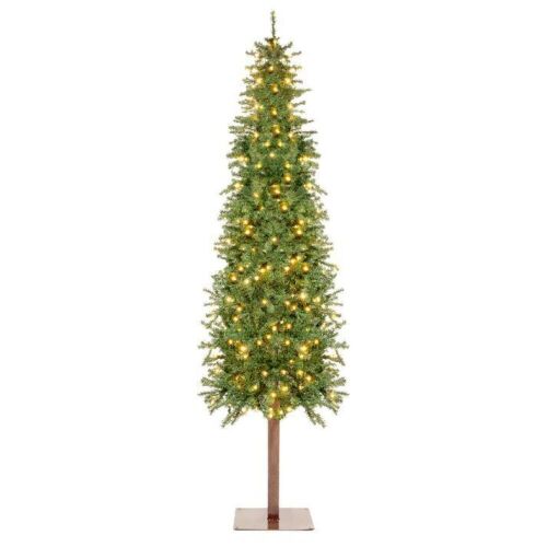 6' Pre-Lit Artificial Alpine Slim Pencil Christmas Tree w/ LED Lights, Stand  - Lot 970