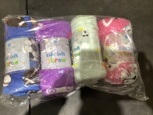 Lot of (4) Kids' Soft Throw Blankets  - Lot 573