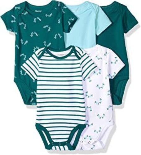 Case of (24) Hanes Ultimate Baby Flexy 5 Pack Short Sleeve Bodysuits, 12-18M - Lot 229
