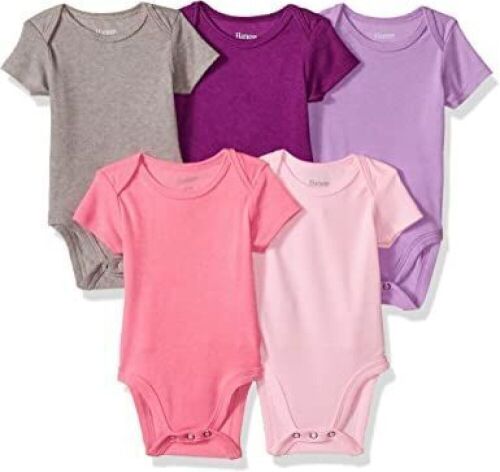 Case of (22) Hanes Ultimate Baby Flexy 5pk Short Sleeve Bodysuits, 18-24M - Lot 372